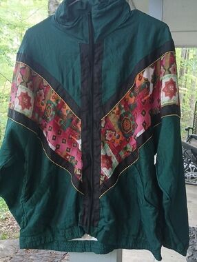 NWT Green Women's Utility Jacket with Multicolor Accent,sz.M.